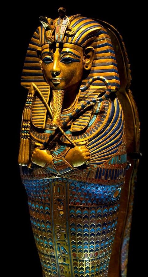 King Tutankhamun’s embellished coffin. Picture via Wiki Commons