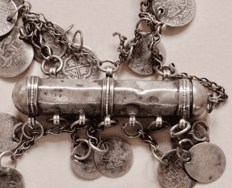 Detail of a silver amulet necklace in the museum of as-Salt, Jordan. Image: Sigrid van Roode
