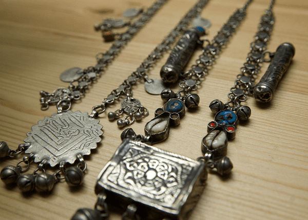Silver amulet necklaces from Syrian or Iraqi Kurdistan. Image: Sigrid van Roode